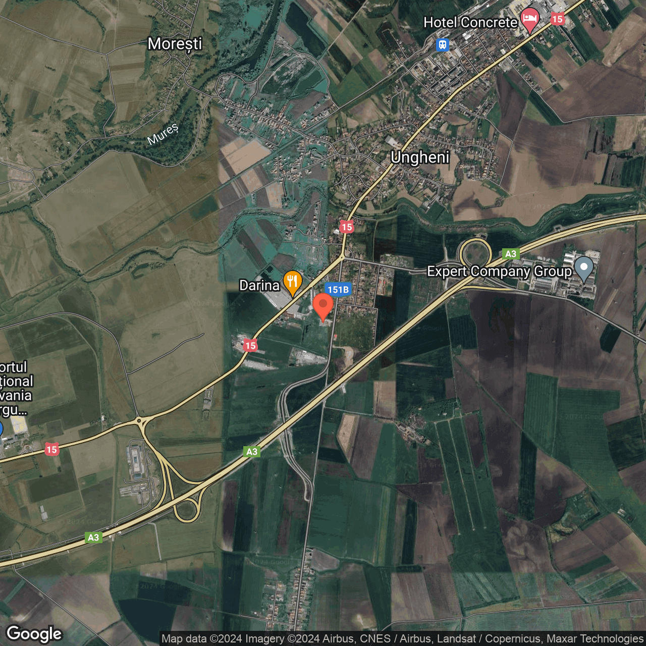 Poza harta hybrid, zoom 14, adresa Ungheni Mures, , judetul