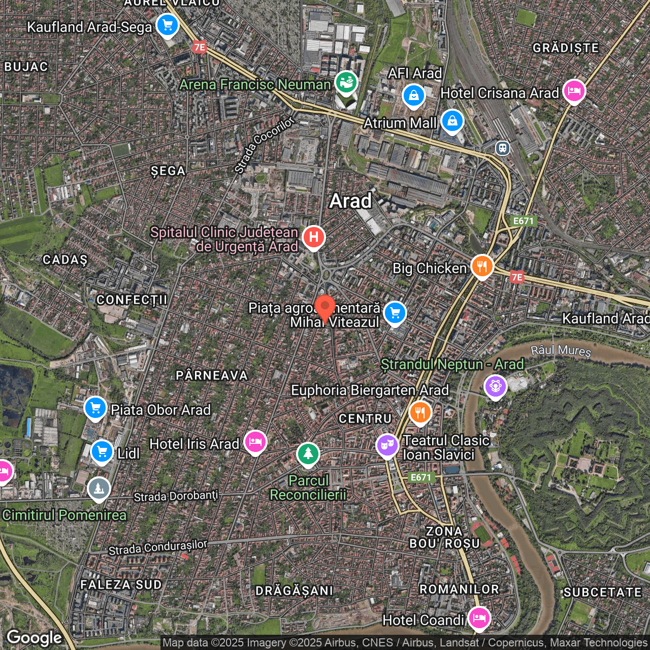 Poza harta hybrid, zoom 14, adresa Arad, str. Aron Cotrus, nr. 2, , judetul