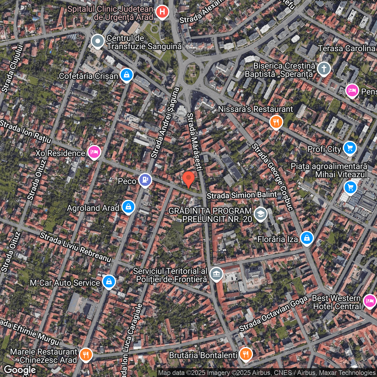 Poza harta hybrid, zoom 16, adresa Arad, str. Aron Cotrus, nr. 2, , judetul