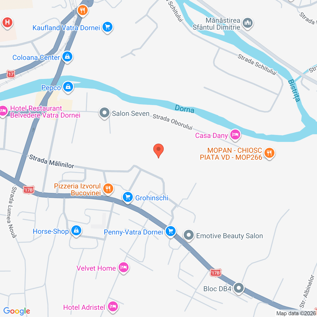 Poza harta streetview, zoom 16, adresa Vatra Dornei, str. Oborului, nr. 44b, judetul Suceava, , judetul