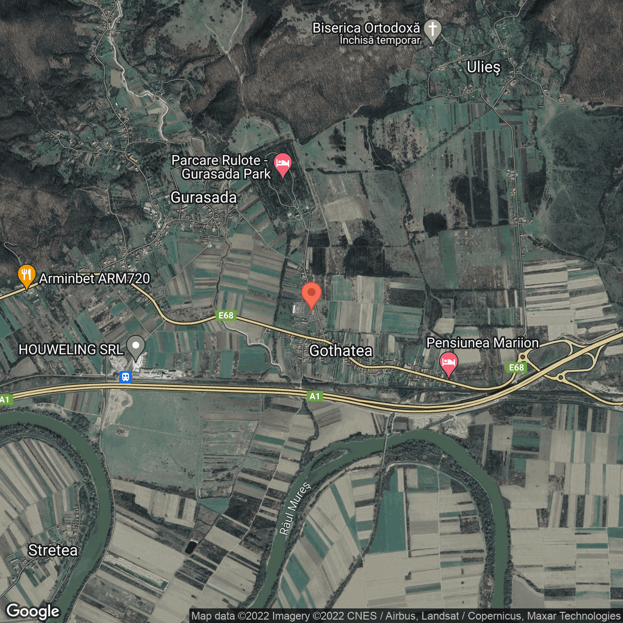 Poza harta hybrid, zoom 14, adresa Gothatea, judetul Hunedoara