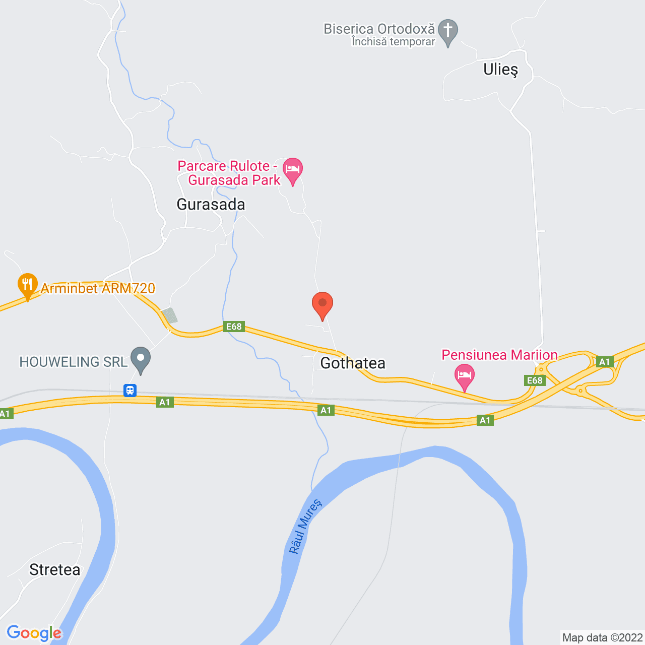 Poza harta streetview, zoom 14, adresa Gothatea, judetul Hunedoara