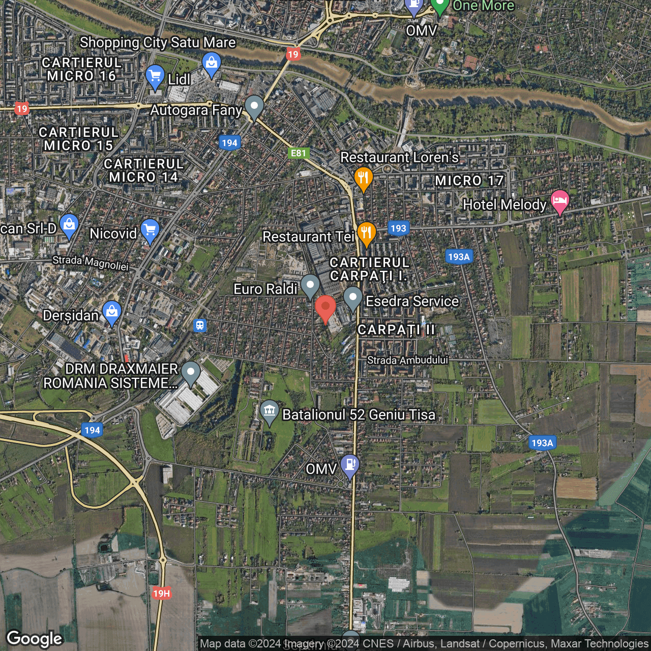 Poza harta hybrid, zoom 14, adresa Satu Mare, , judetul
