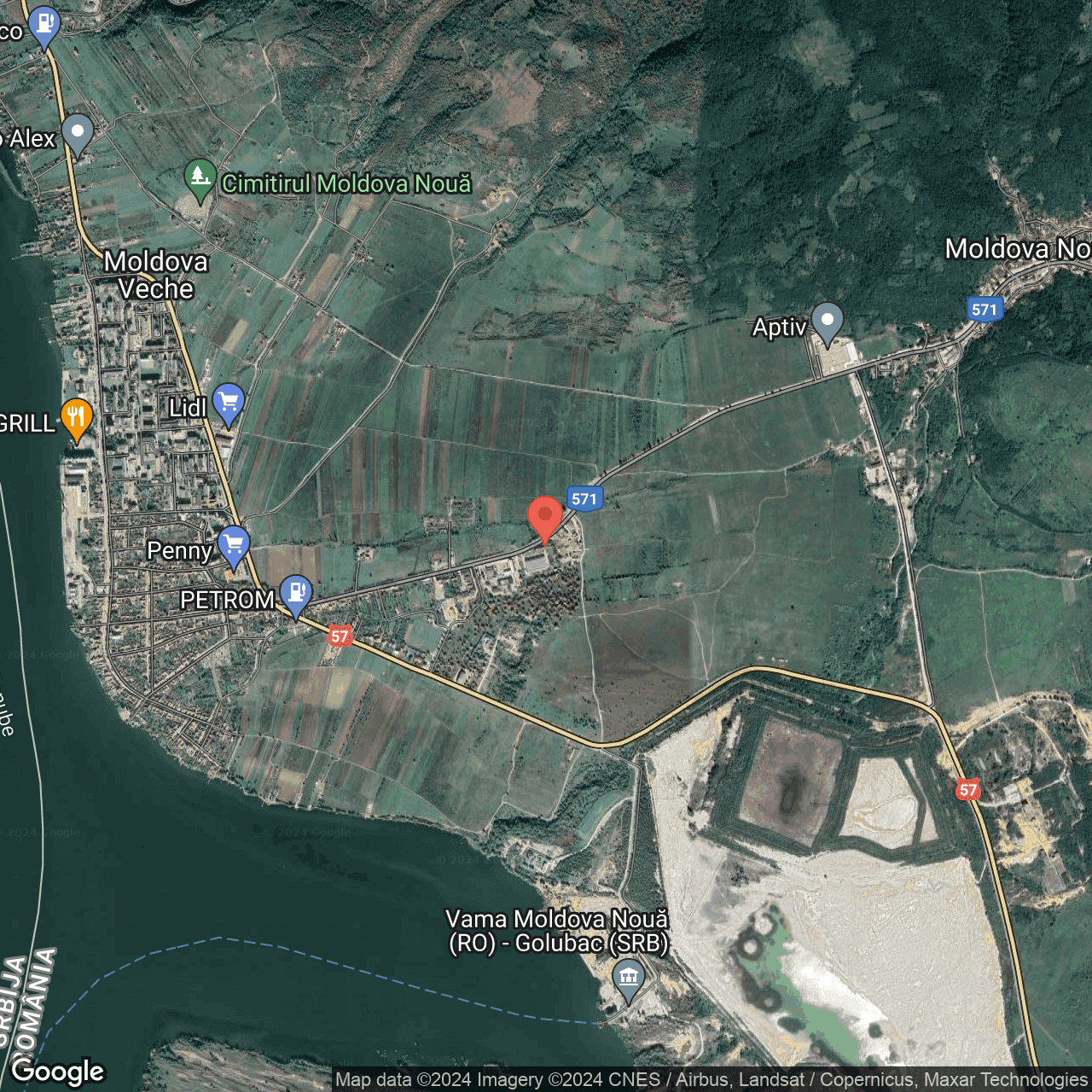 Poza harta hybrid, zoom 14, adresa Moldova Nouă, str. Unirii nr. 523, , judetul