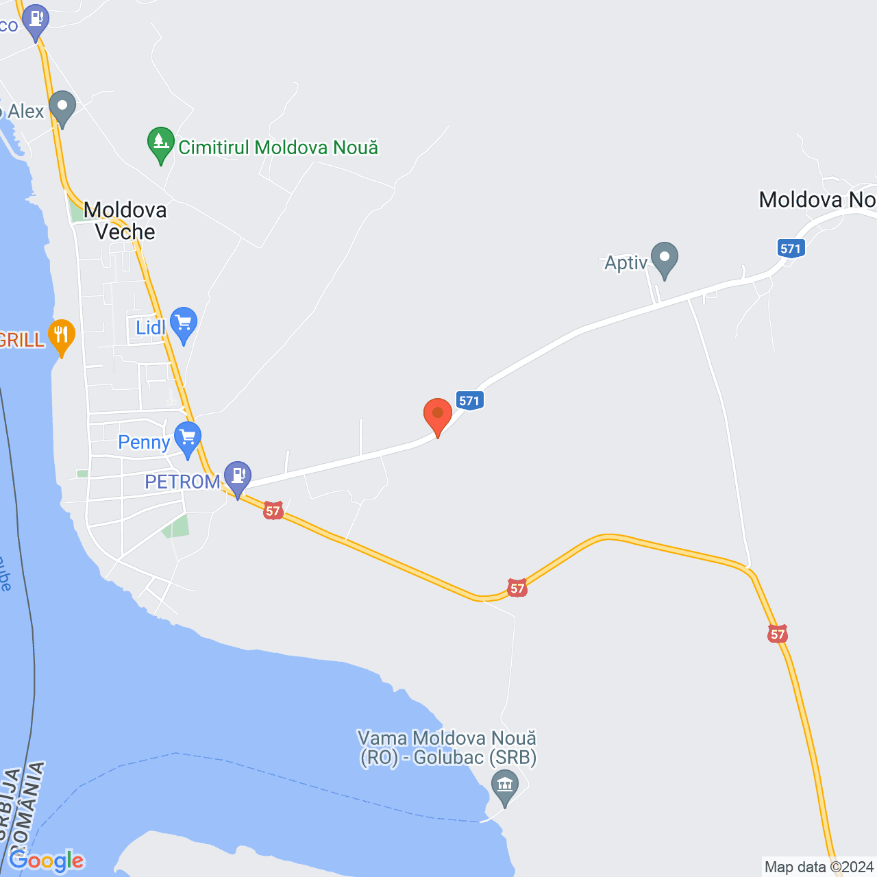 Poza harta streetview, zoom 14, adresa Moldova Nouă, str. Unirii nr. 523, , judetul