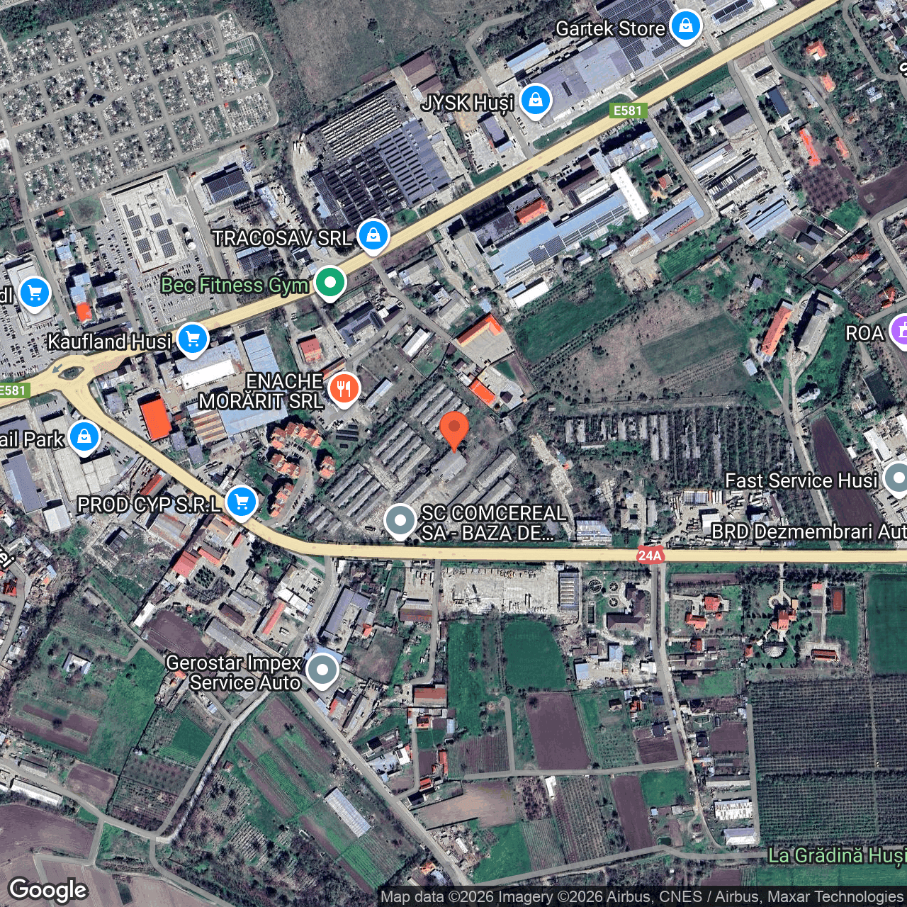 Poza harta hybrid, zoom 16, adresa Husi Vaslui, , judetul