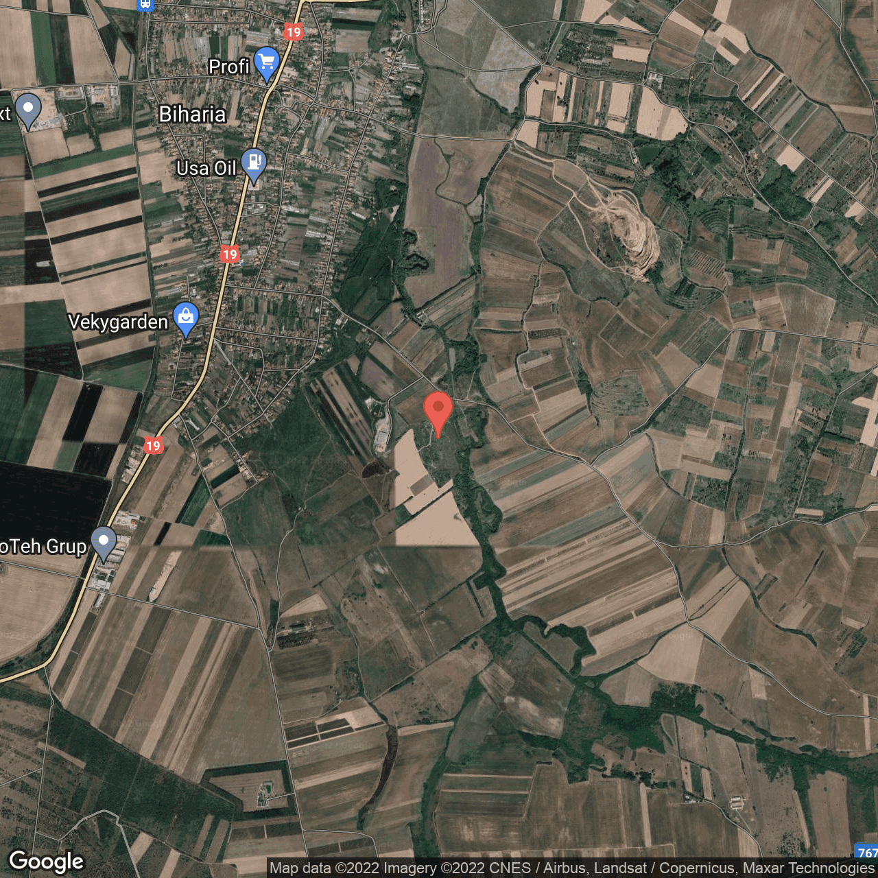 Poza harta hybrid, zoom 14, adresa Biharia, judetul Bihor