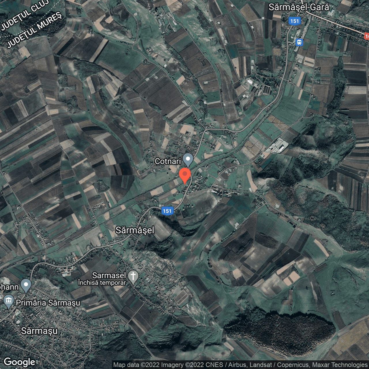 Poza harta hybrid, zoom 14, adresa Sărmășel, Sarmasel, judetul Mures