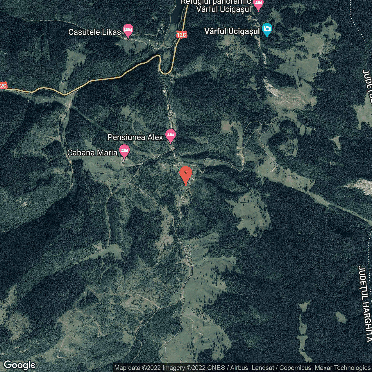 Poza harta hybrid, zoom 14, adresa Pârâul Oii, Lacu Rosu, judetul Harghita