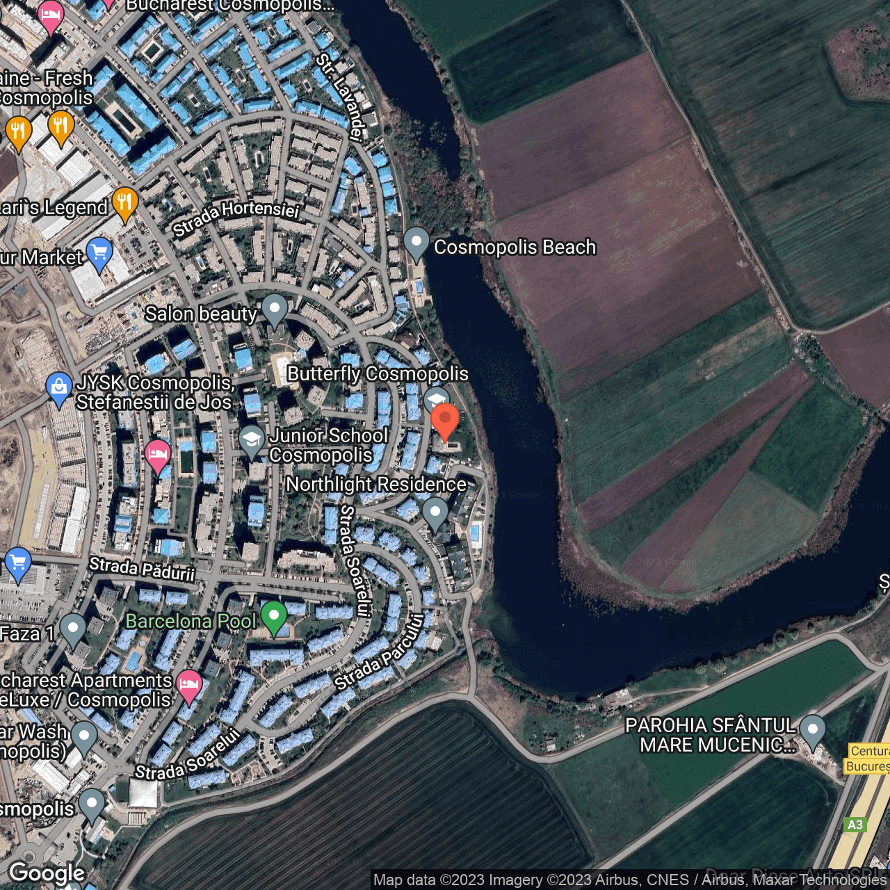 Poza harta hybrid, zoom 16, adresa Cosmopolis, , judetul